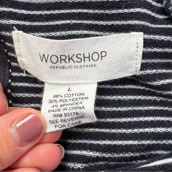 Workshop Republic Navy & White Striped 3/4 Sleeve Shift Dress - Picture 6 of 6